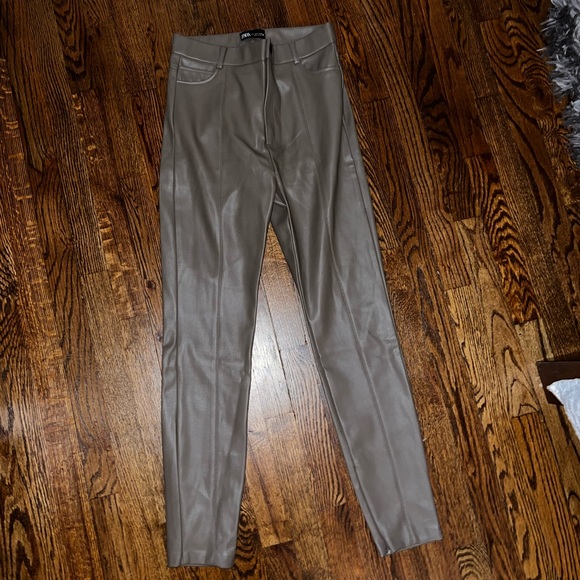 Zara Pants & Jumpsuits Zara Browntan Leather Pants Poshmark